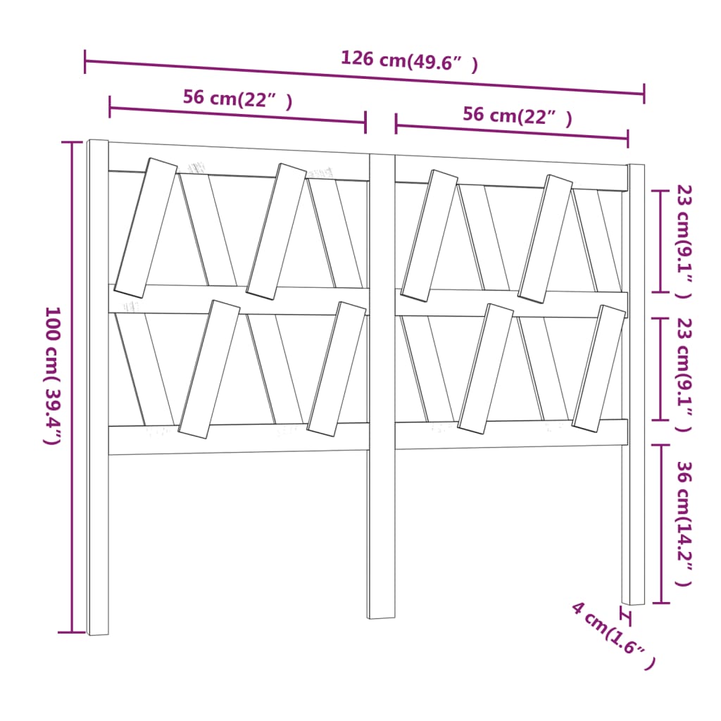 Uzglavlje za krevet bijelo 126 x 4 x 100 cm od masivne borovine