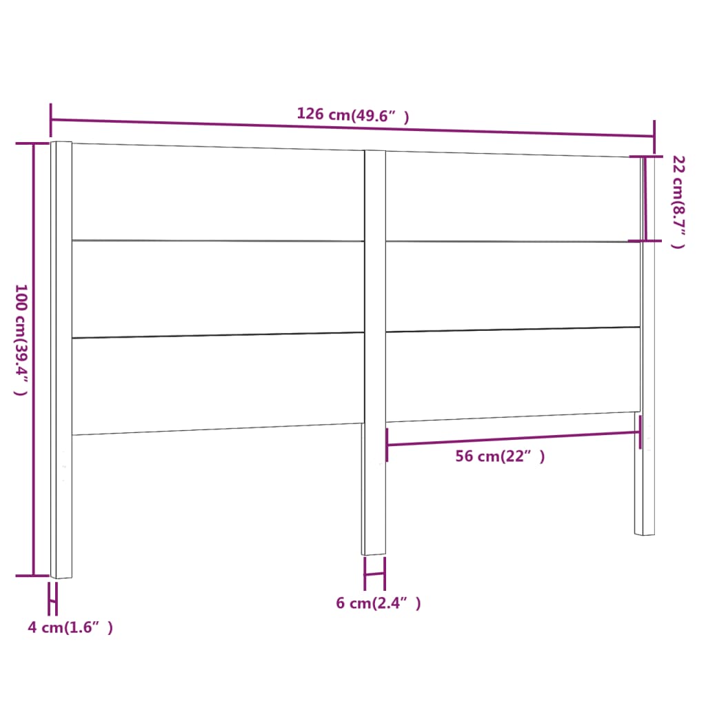 Uzglavlje smeđa boja meda 126 x 4 x 100 cm od masivne borovine