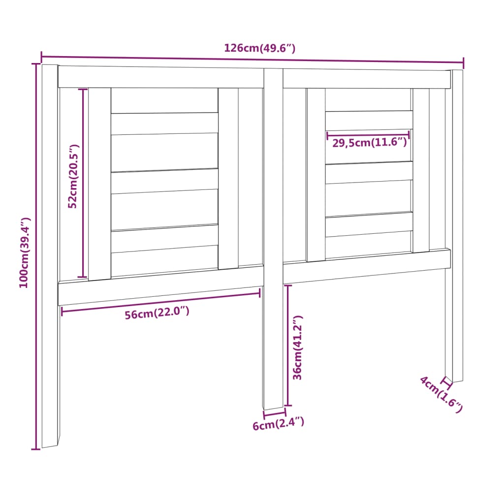 Uzglavlje za krevet 126 x 4 x 100 cm od masivne borovine