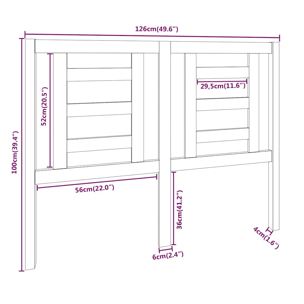Uzglavlje za krevet 126 x 4 x 100 cm od masivne borovine