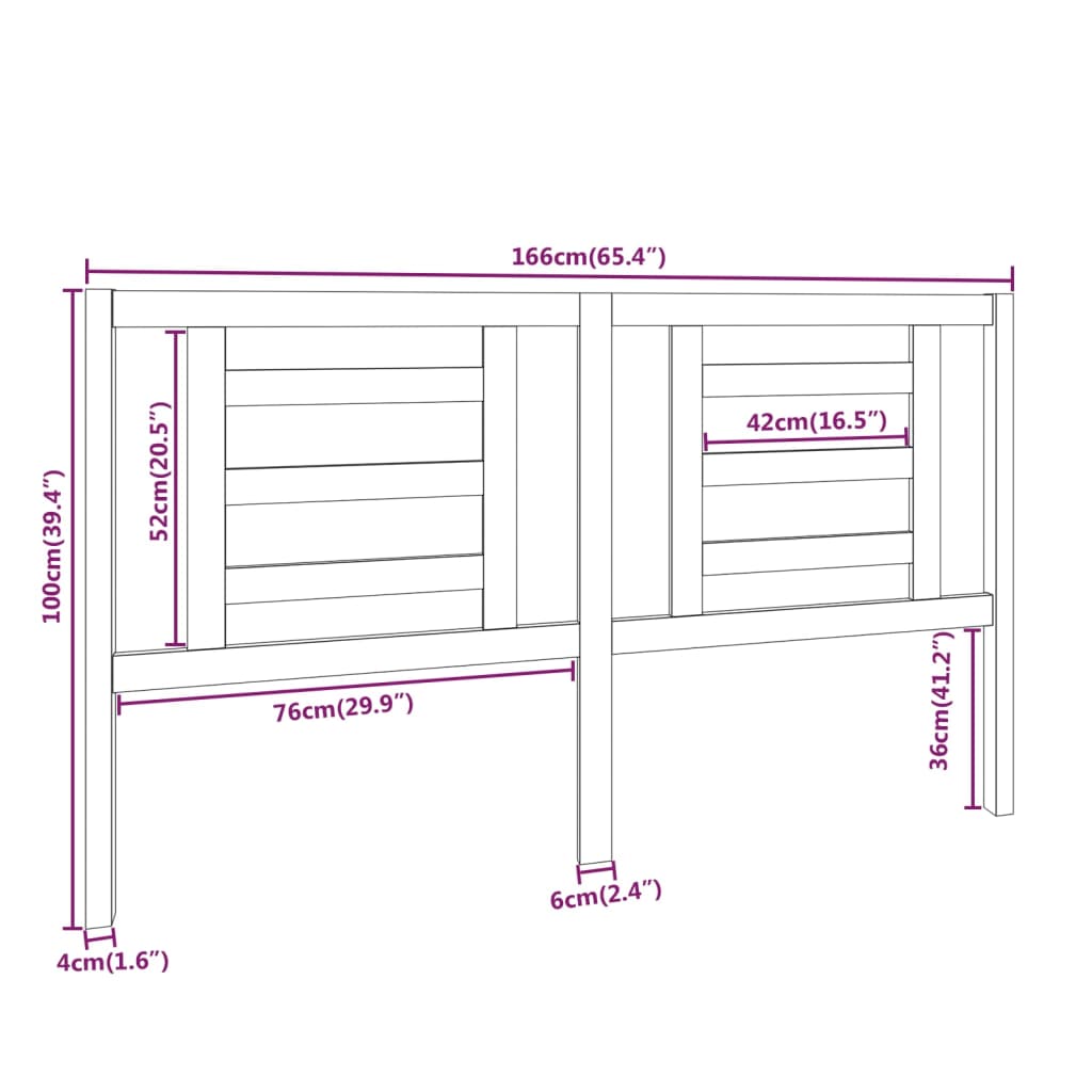 Uzglavlje za krevet 166 x 4 x 100 cm od masivne borovine