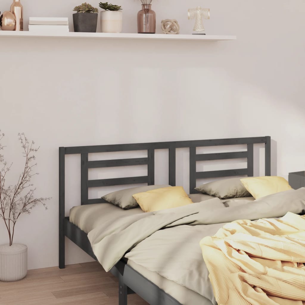 Uzglavlje za krevet sivo 186 x 4 x 100 cm od masivne borovine