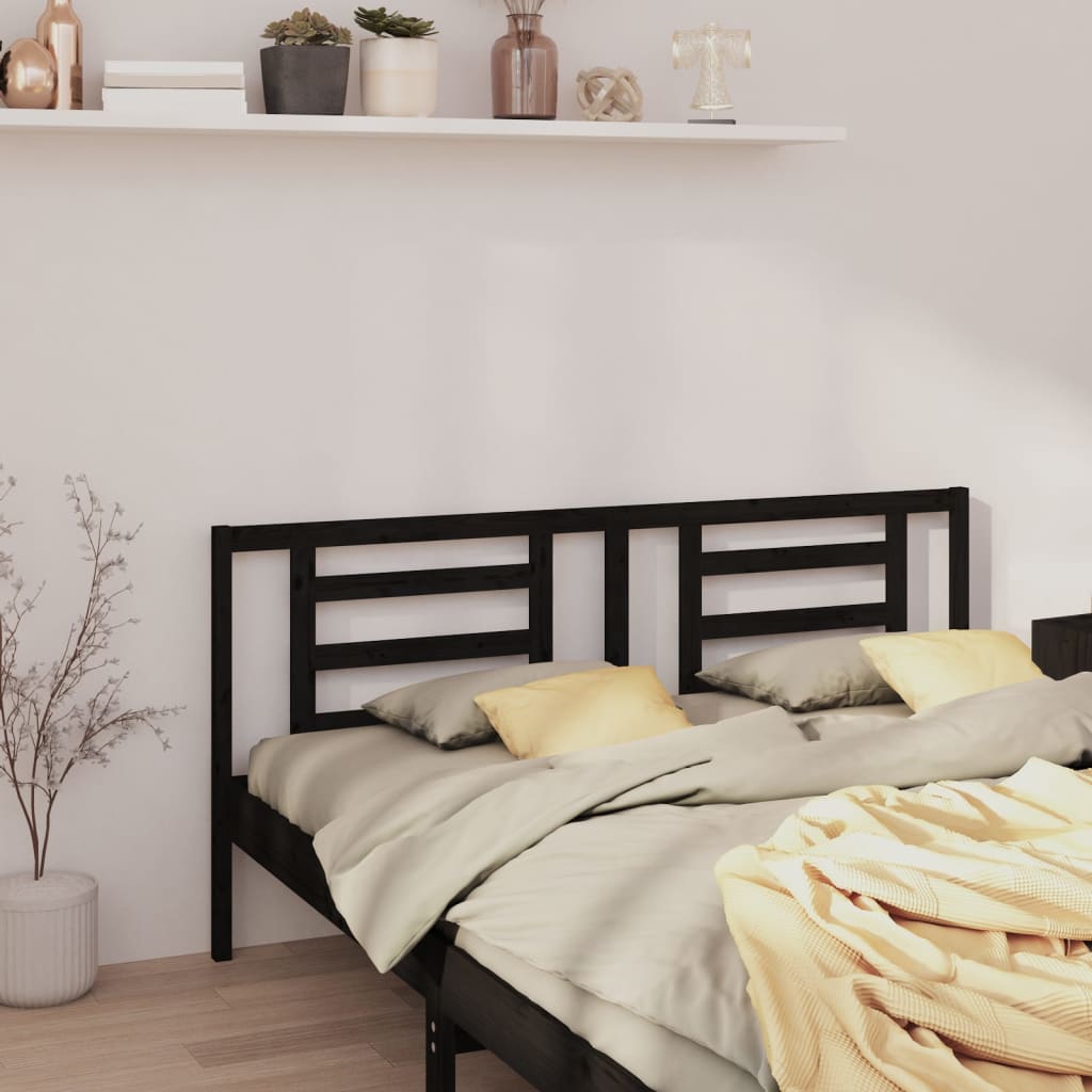 Uzglavlje za krevet crno 206 x 4 x 100 cm od masivne borovine