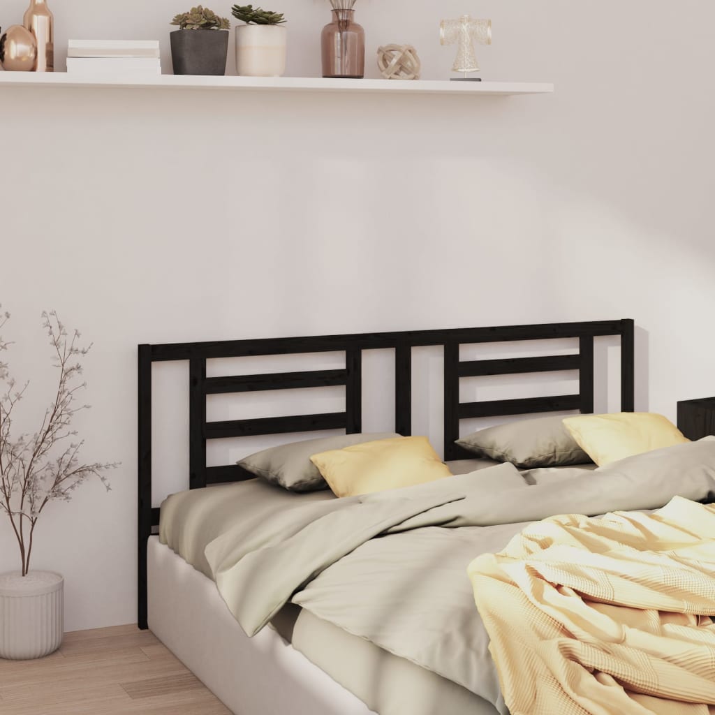 Uzglavlje za krevet crno 206 x 4 x 100 cm od masivne borovine
