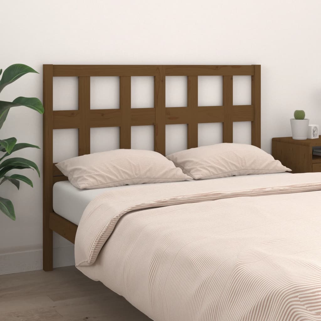 Uzglavlje za krevet boja meda 125,5x4x100 cm masivna borovina