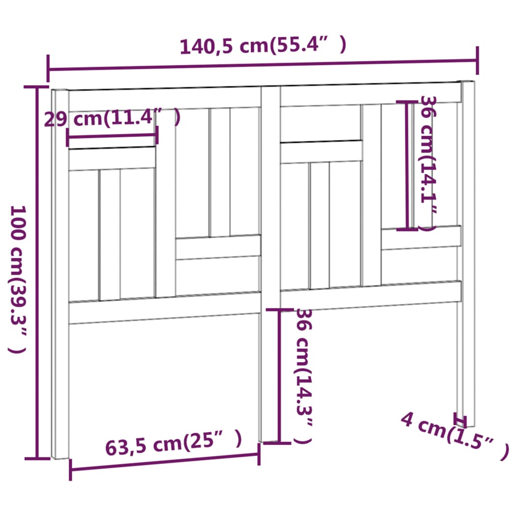 Uzglavlje za krevet 140,5 x 4 x 100 cm od masivne borovine