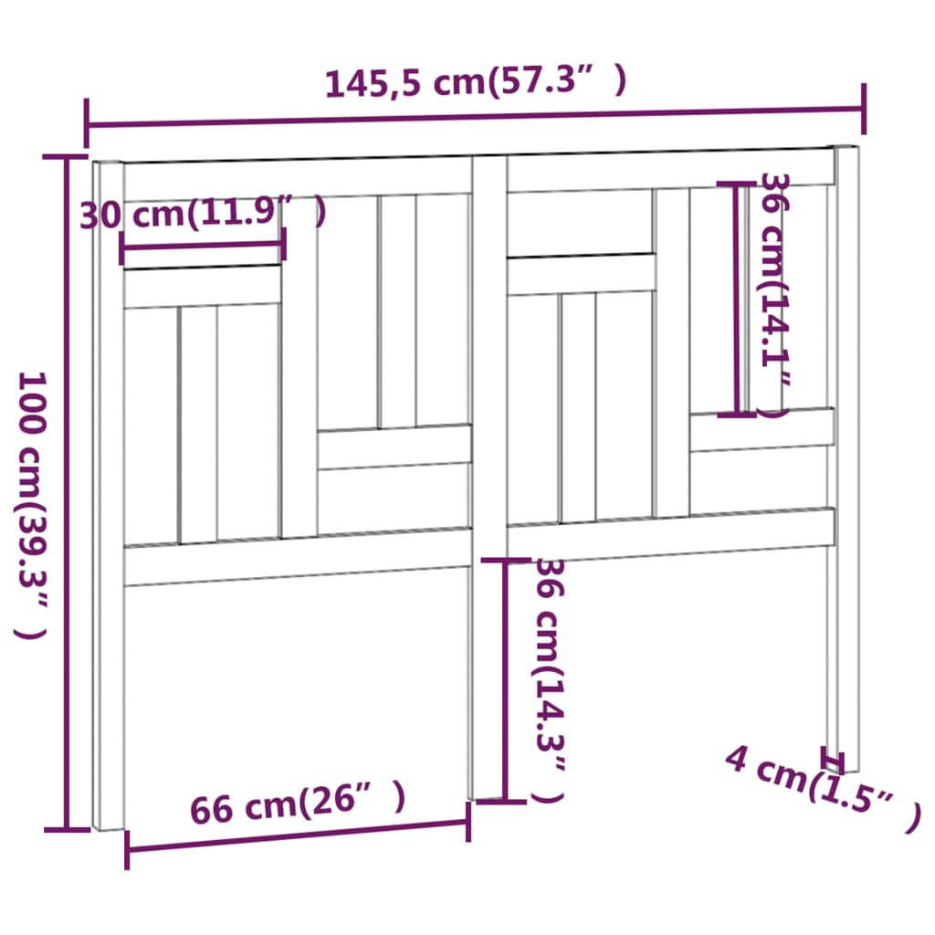Uzglavlje za krevet 145,5 x 4 x 100 cm od masivne borovine