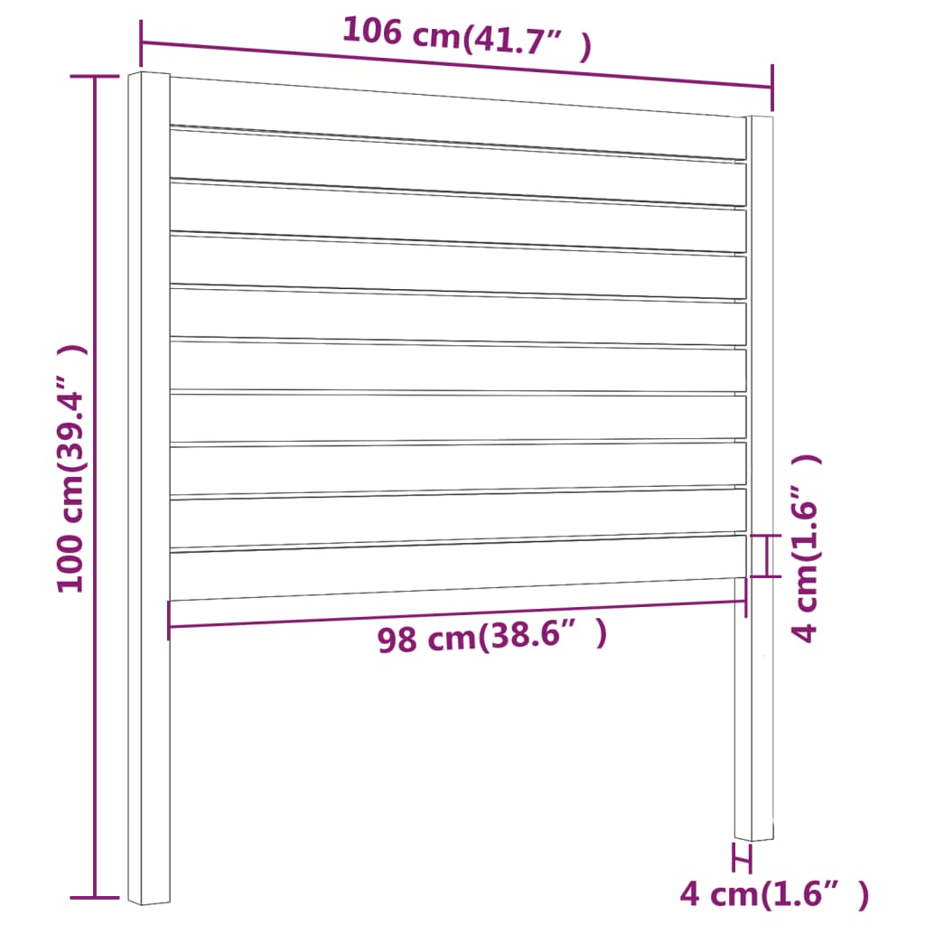 Uzglavlje za krevet 106 x 4 x 100 cm od masivne borovine