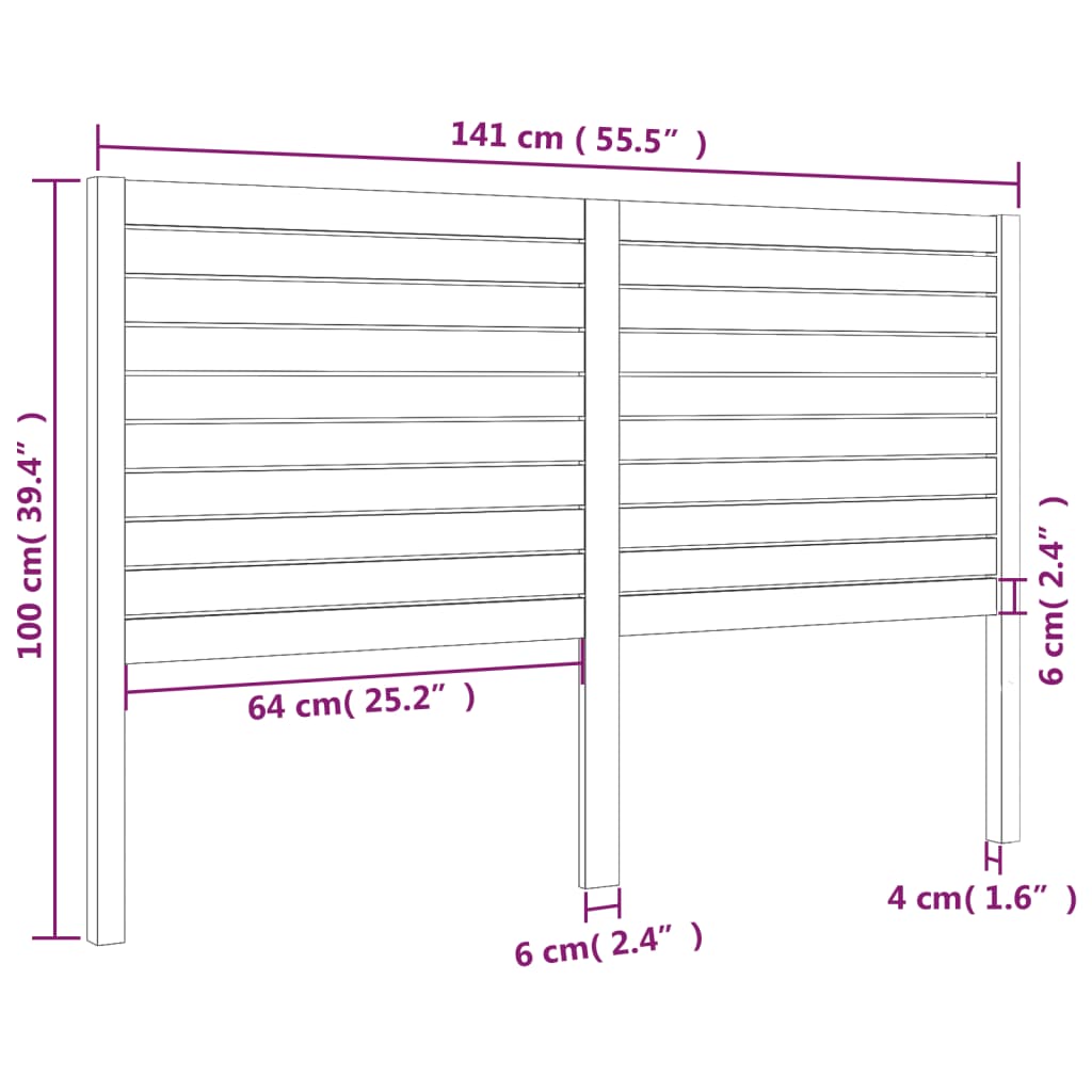 Uzglavlje za krevet 141 x 4 x 100 cm od masivne borovine