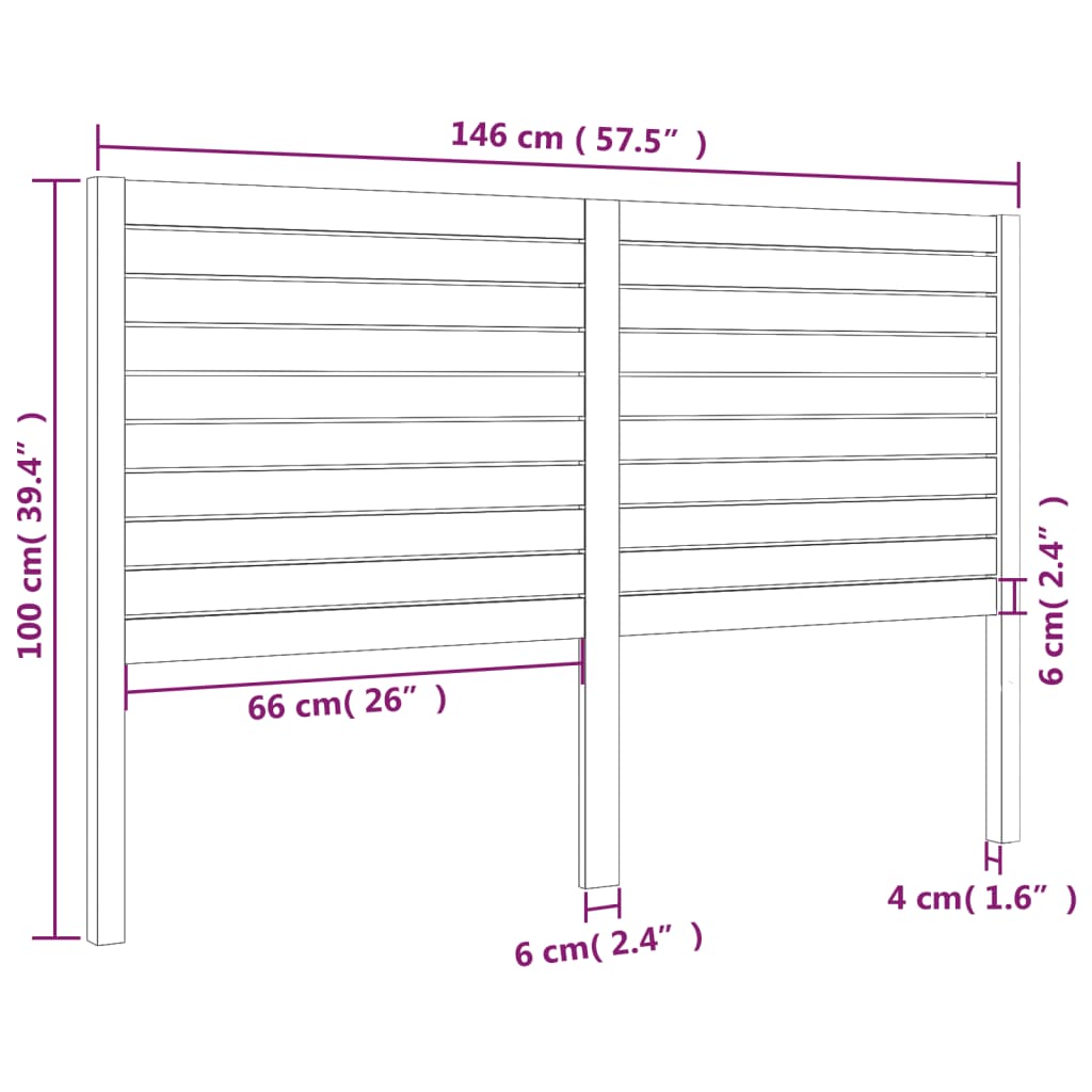 Uzglavlje za krevet 146 x 4 x 100 cm od masivne borovine