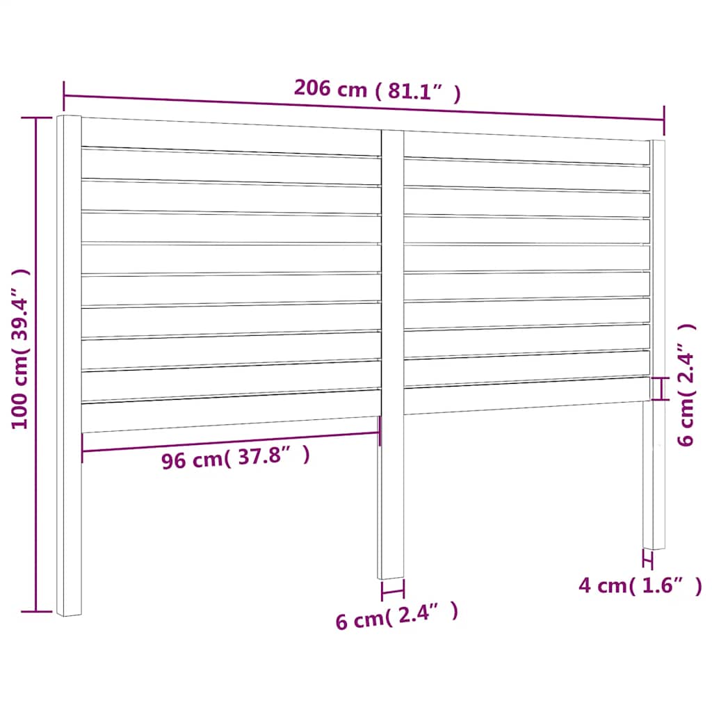 Uzglavlje za krevet 206 x 4 x 100 cm od masivne borovine