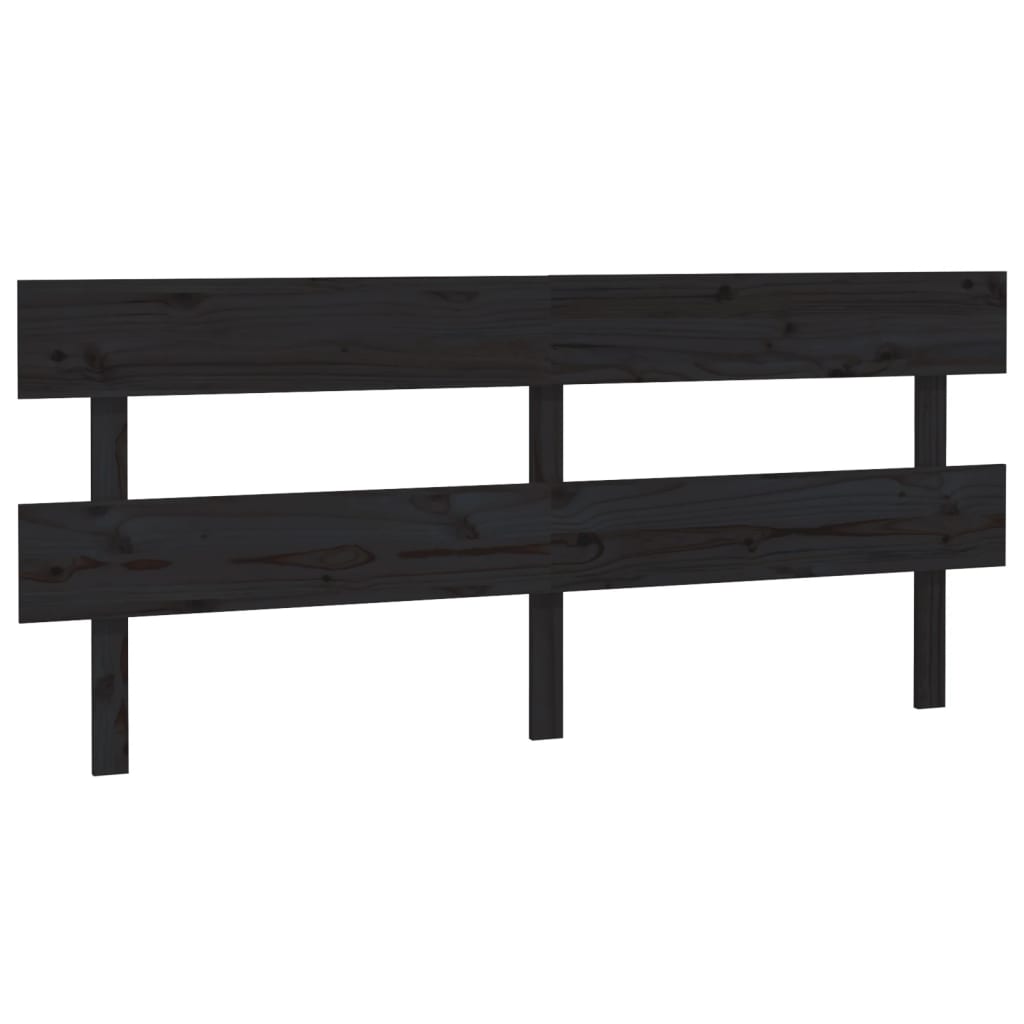 Uzglavlje za krevet crno 204 x 3 x 81 cm od masivne borovine