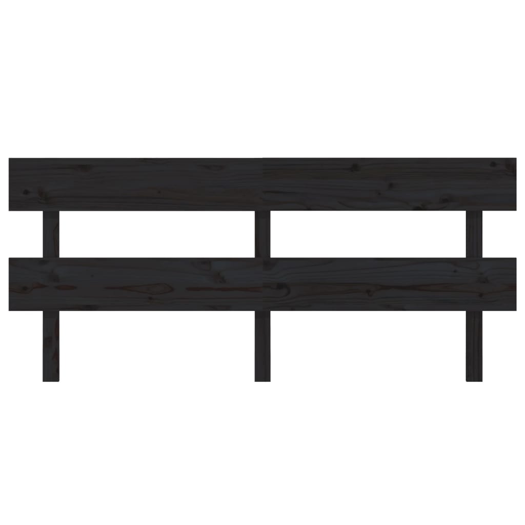 Uzglavlje za krevet crno 204 x 3 x 81 cm od masivne borovine
