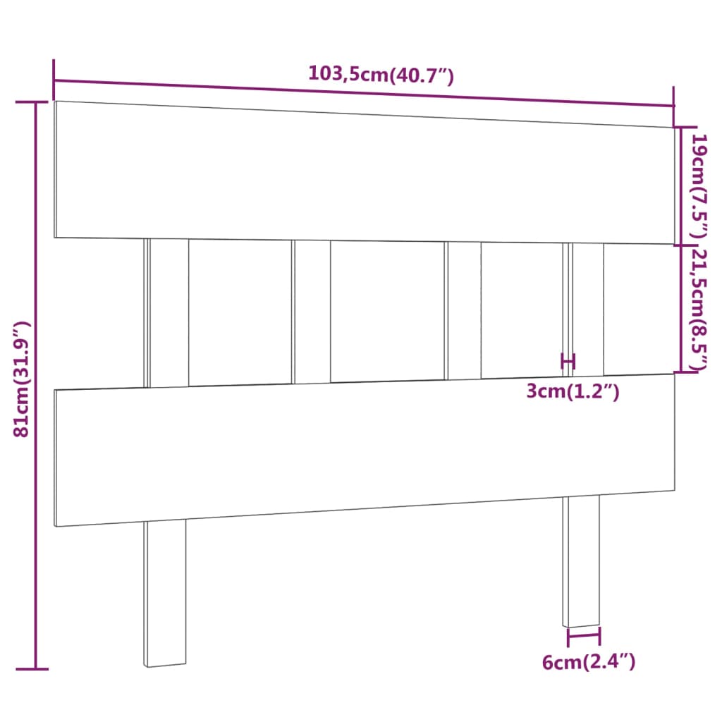 Uzglavlje za krevet boja meda 103,5x3x81 cm masivna borovina