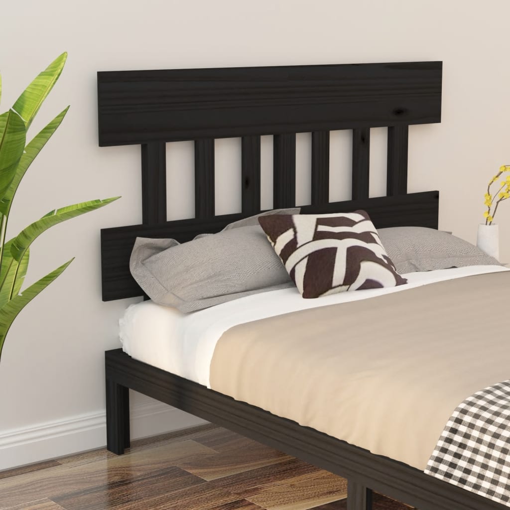 Uzglavlje za krevet crni 123,5x3x81 cm od masivne borovine