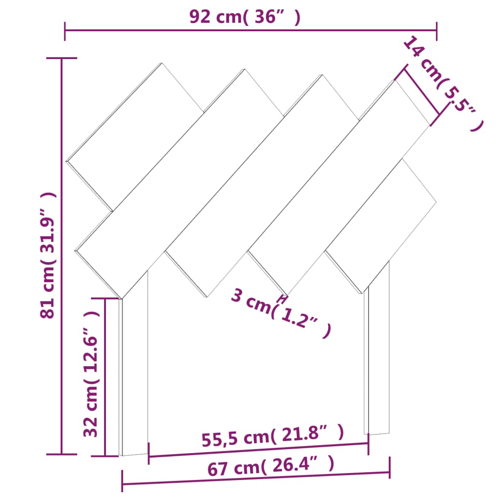 Uzglavlje za krevet 92x3x81 cm od masivne borovine
