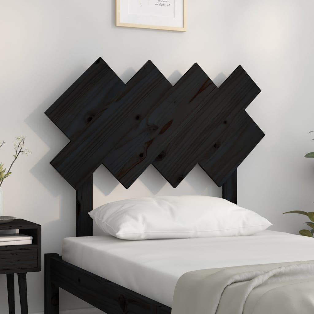 Uzglavlje za krevet Crno 92x3x81 cm od masivne borovine