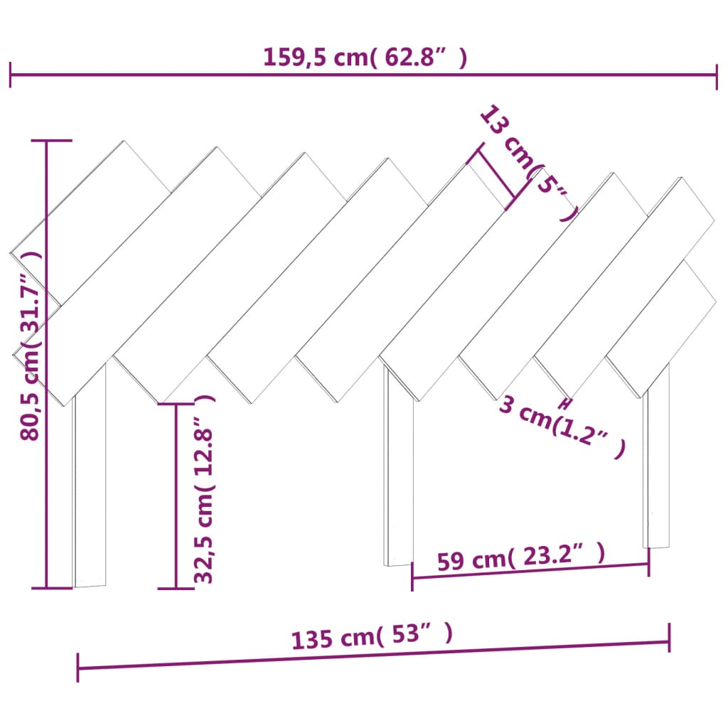 Uzglavlje za krevet 159,5x3x80,5 cm od masivne borovine