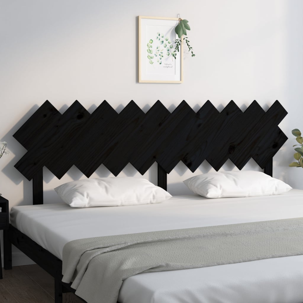 Uzglavlje za krevet Crno 196x3x80,5 cm od masivne borovine