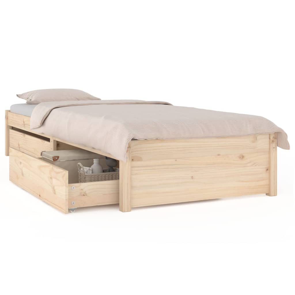 Okvir za krevet s ladicama 75 x 190 cm jednokrevetni