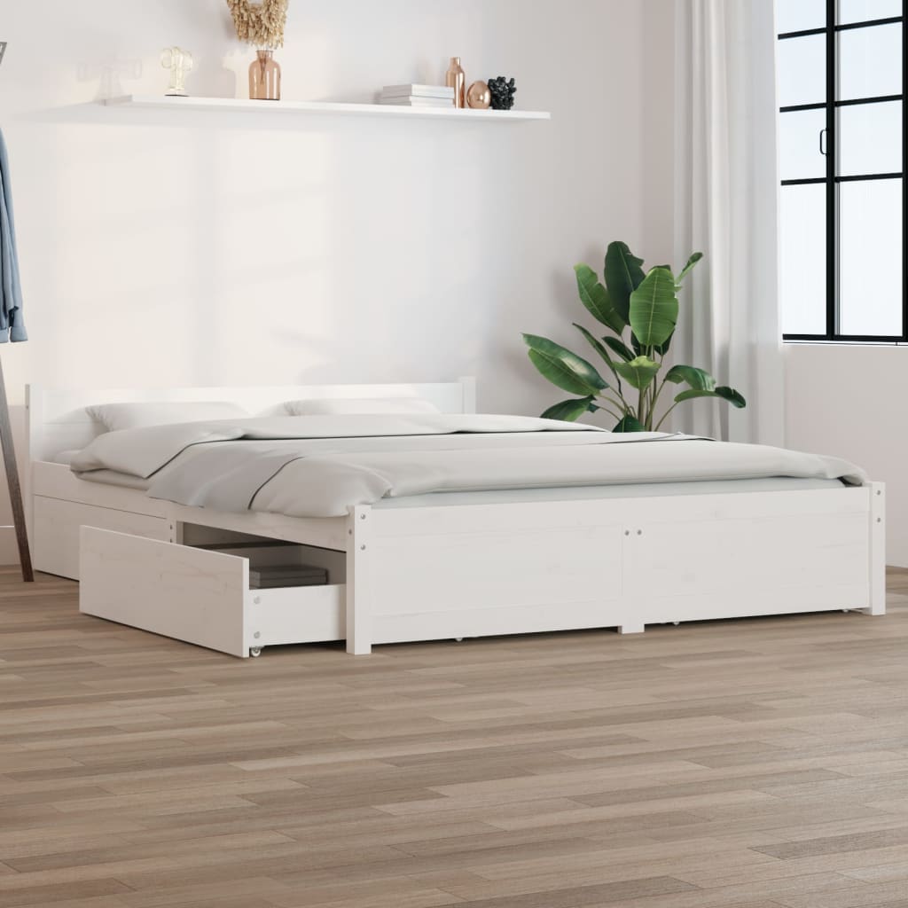 Okvir za krevet s ladicama bijeli 150x200 cm veliki bračni