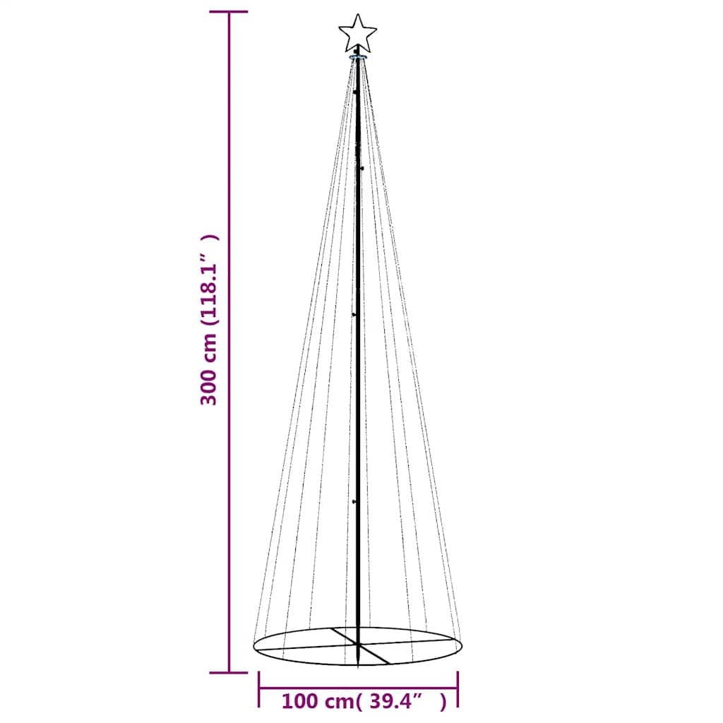 Stožasto božićno drvce toplo bijelo 310 LED žarulja 100x300 cm