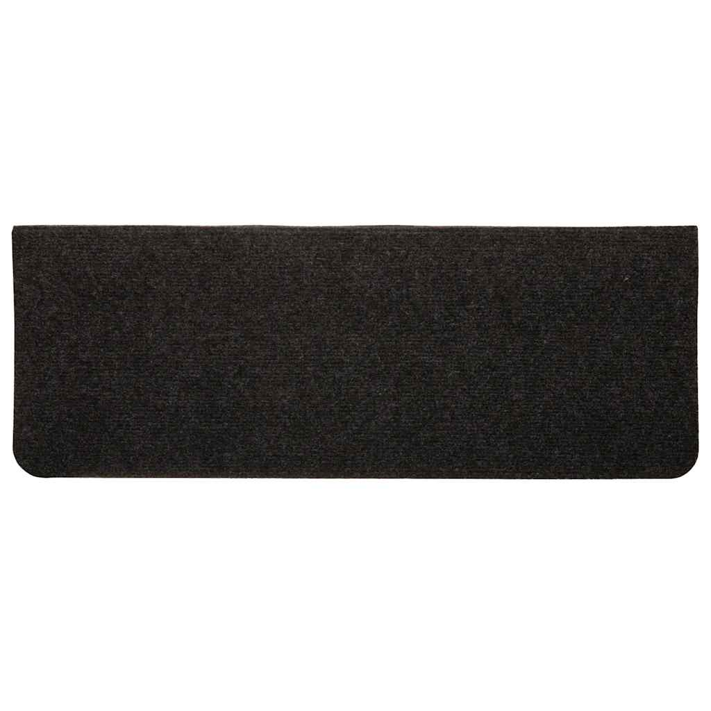 Samoljepljivi otirači za stepenice 15 kom 65x24,5x3,5 cm crni