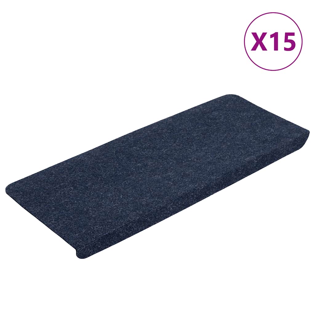 Samoljepljivi otirači za stepenice 15 kom 65x24,5x3,5 cm plavi