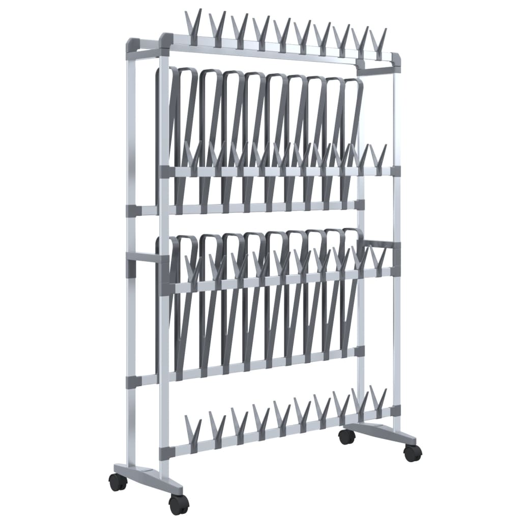 Stalak za cipele s kotačićima srebrni 89 x 27 x120 cm