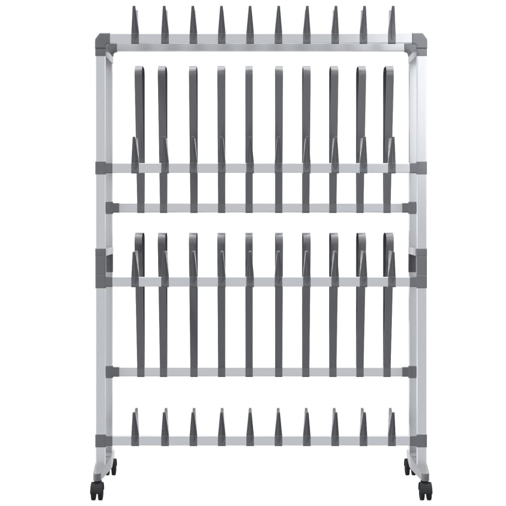 Stalak za cipele s kotačićima srebrni 89 x 27 x120 cm
