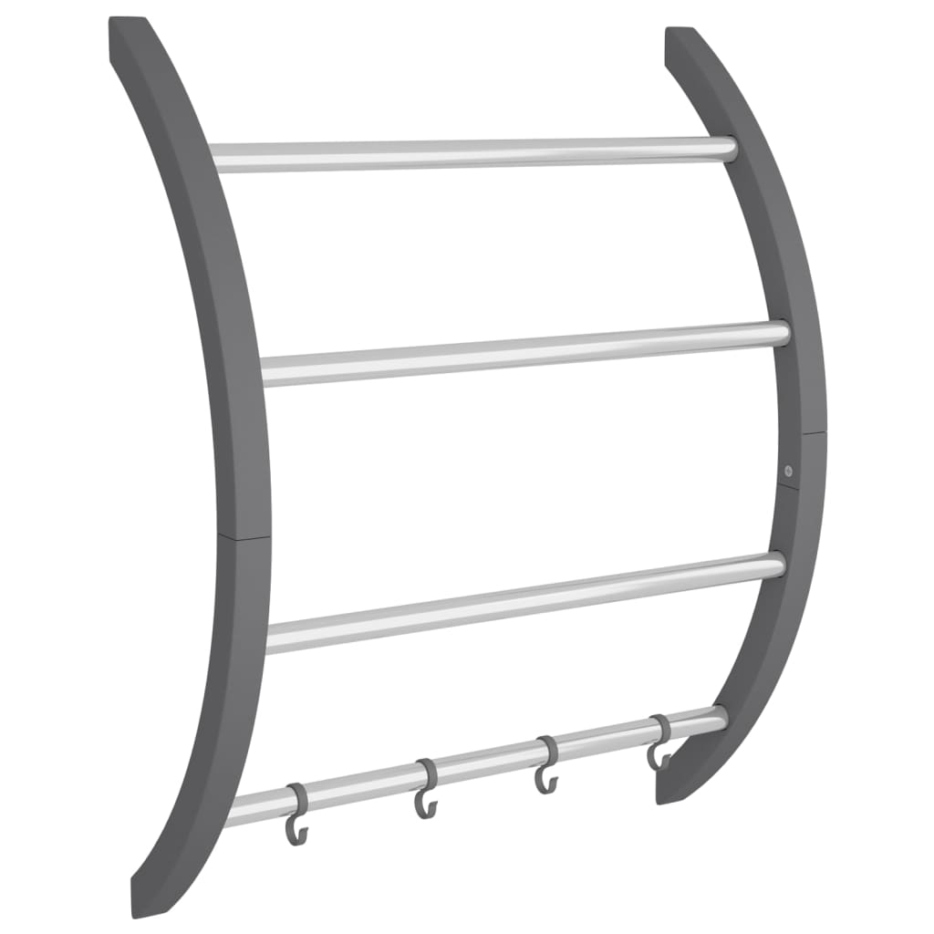 Stalak za ručnike s kukama srebrni 56 x 16 x 72 cm aluminijski