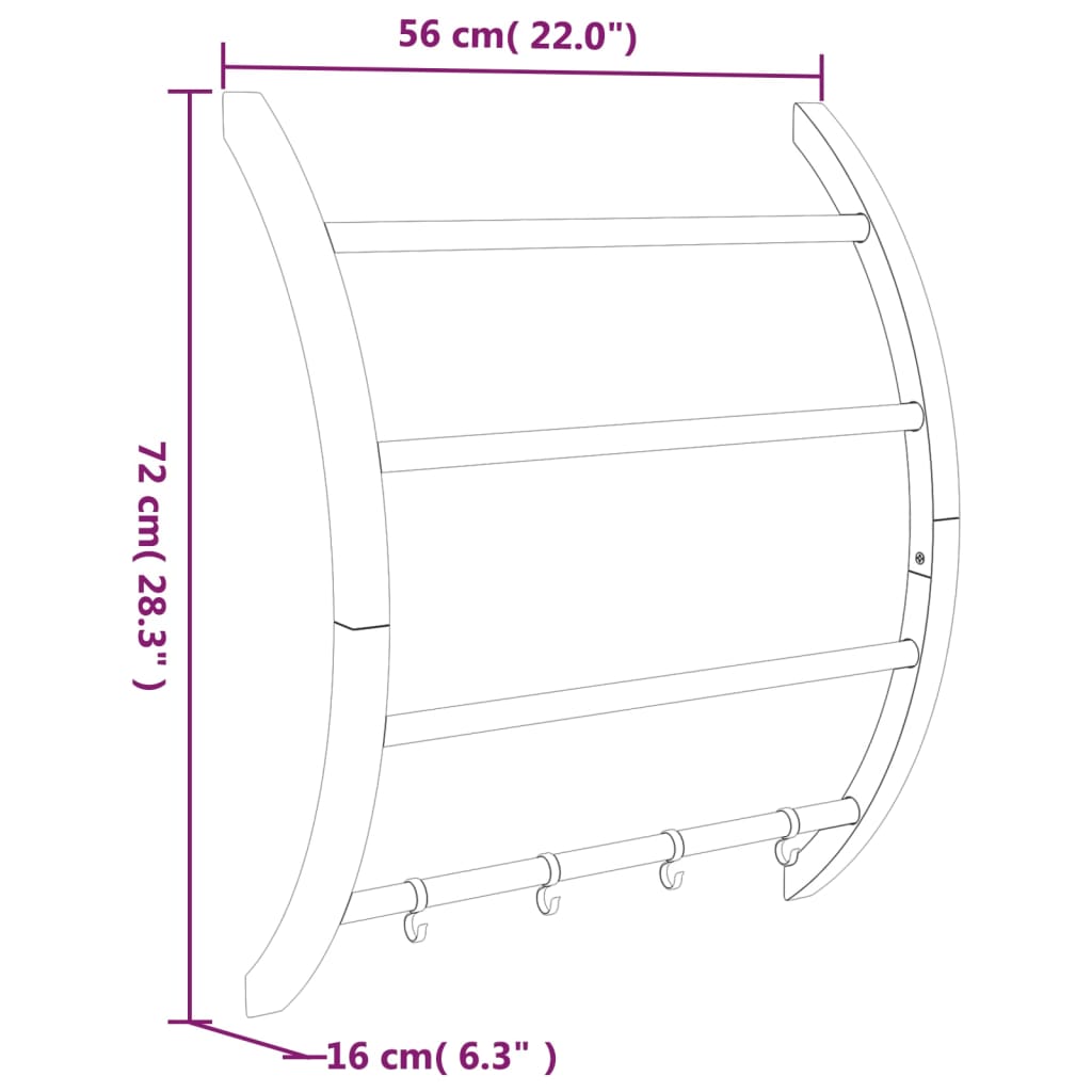 Stalak za ručnike s kukama srebrni 56 x 16 x 72 cm aluminijski