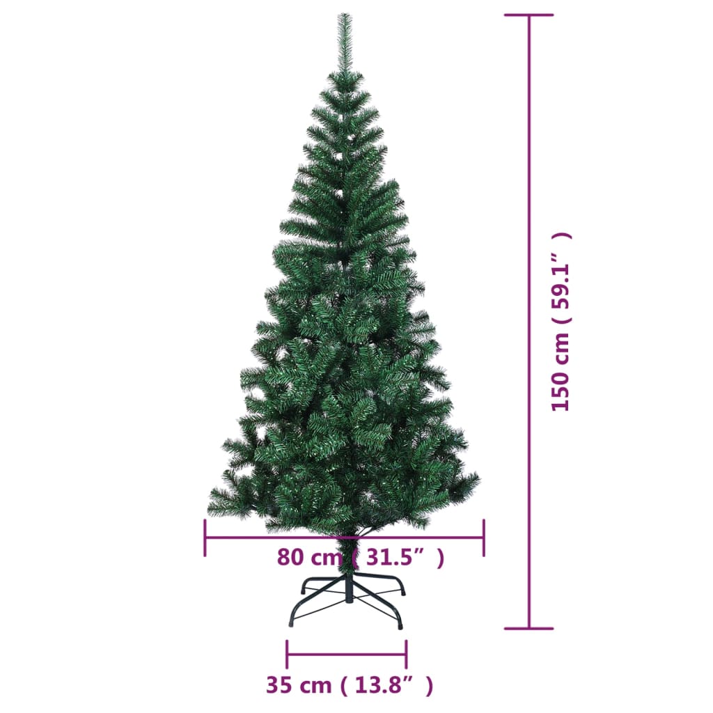 Umjetno božićno drvce s obojenim vrhovima zeleno 150 cm PVC
