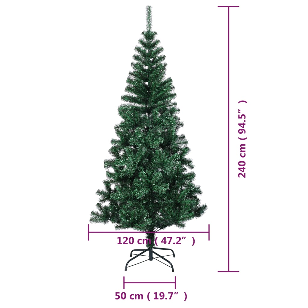 Umjetno božićno drvce s obojenim vrhovima zeleno 240 cm PVC