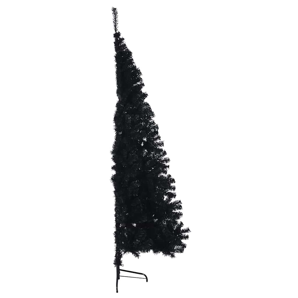 Umjetna polovica božićnog drvca sa stalkom crna 180 cm PVC
