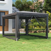 Šator za zabave s 4 mrežasta bočna zida antracit 3 x 4 m HDPE