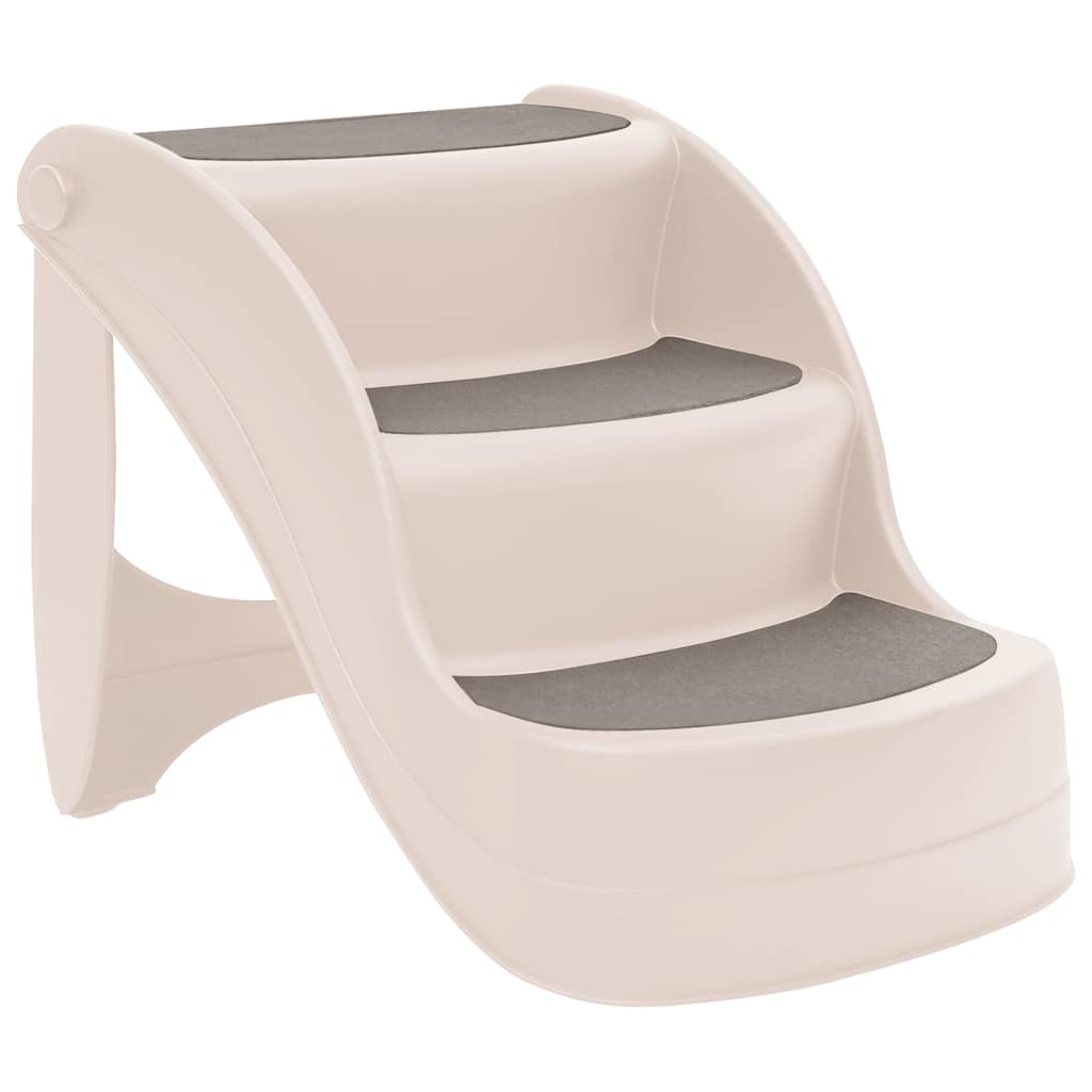 Sklopive ljestve za pse s 3 stepenice krem 50x38x38 cm plastika