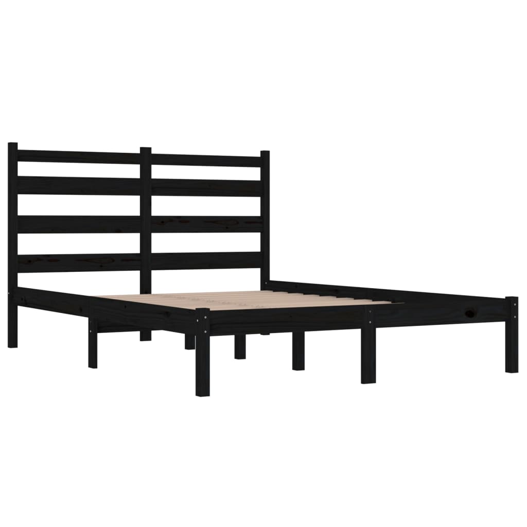 Okvir za krevet od masivne borovine crni 140 x 190 cm