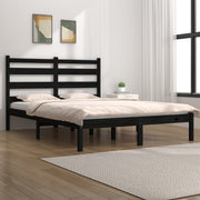 Okvir za krevet od masivne borovine crni 140 x 190 cm