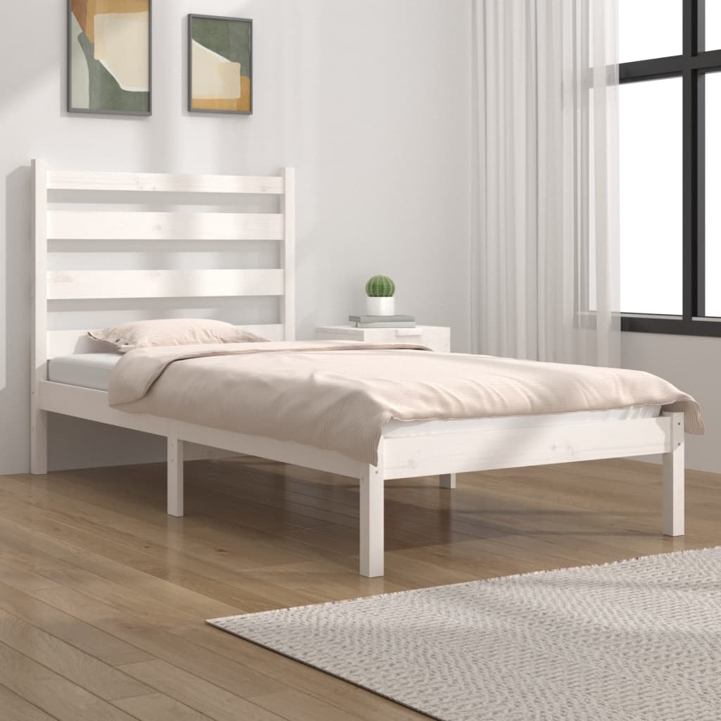 Okvir za krevet od masivne borovine bijeli 100 x 200 cm