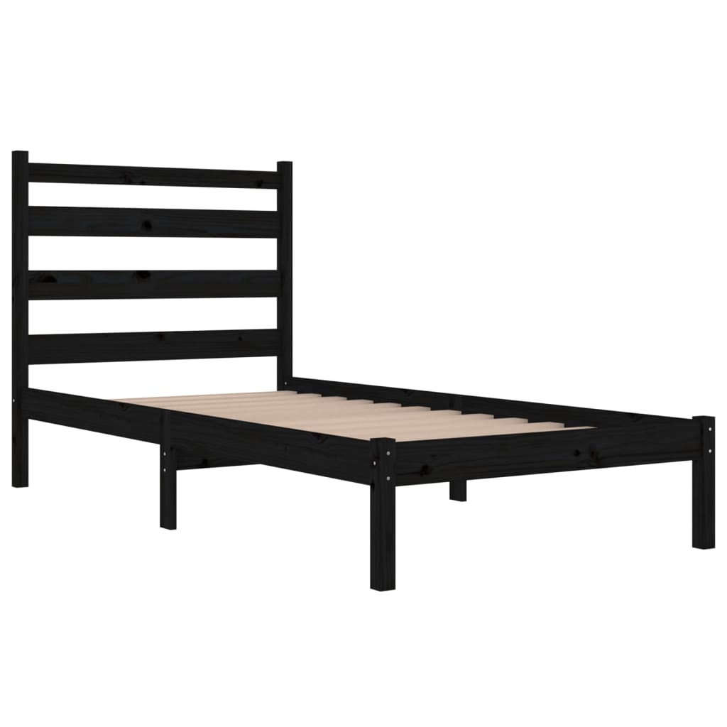 Okvir za krevet od masivne borovine crni 100 x 200 cm