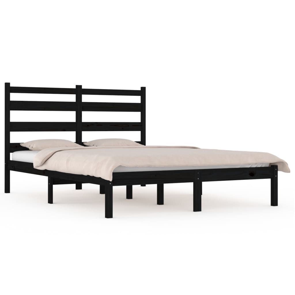 Okvir za krevet od masivne borovine crni 200 x 200 cm