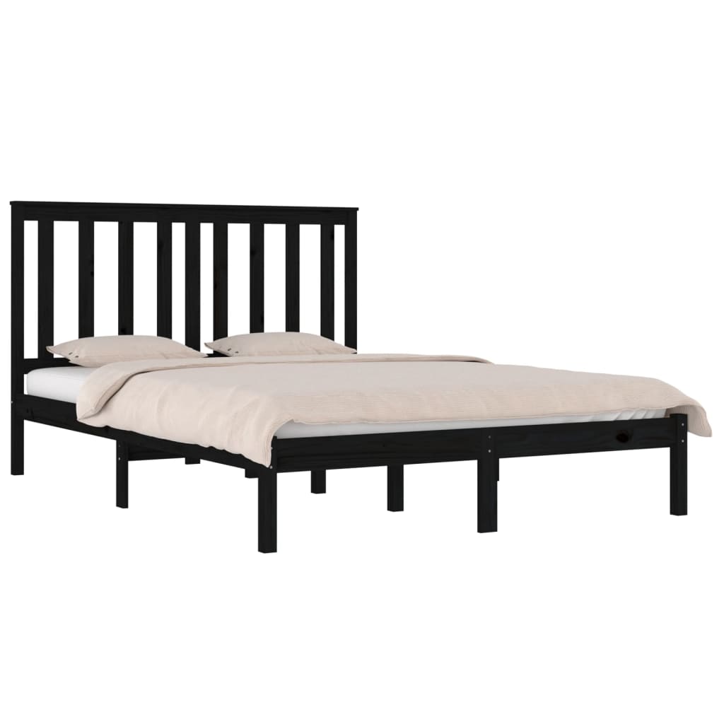 Okvir za krevet od masivne borovine crni 140 x 190 cm