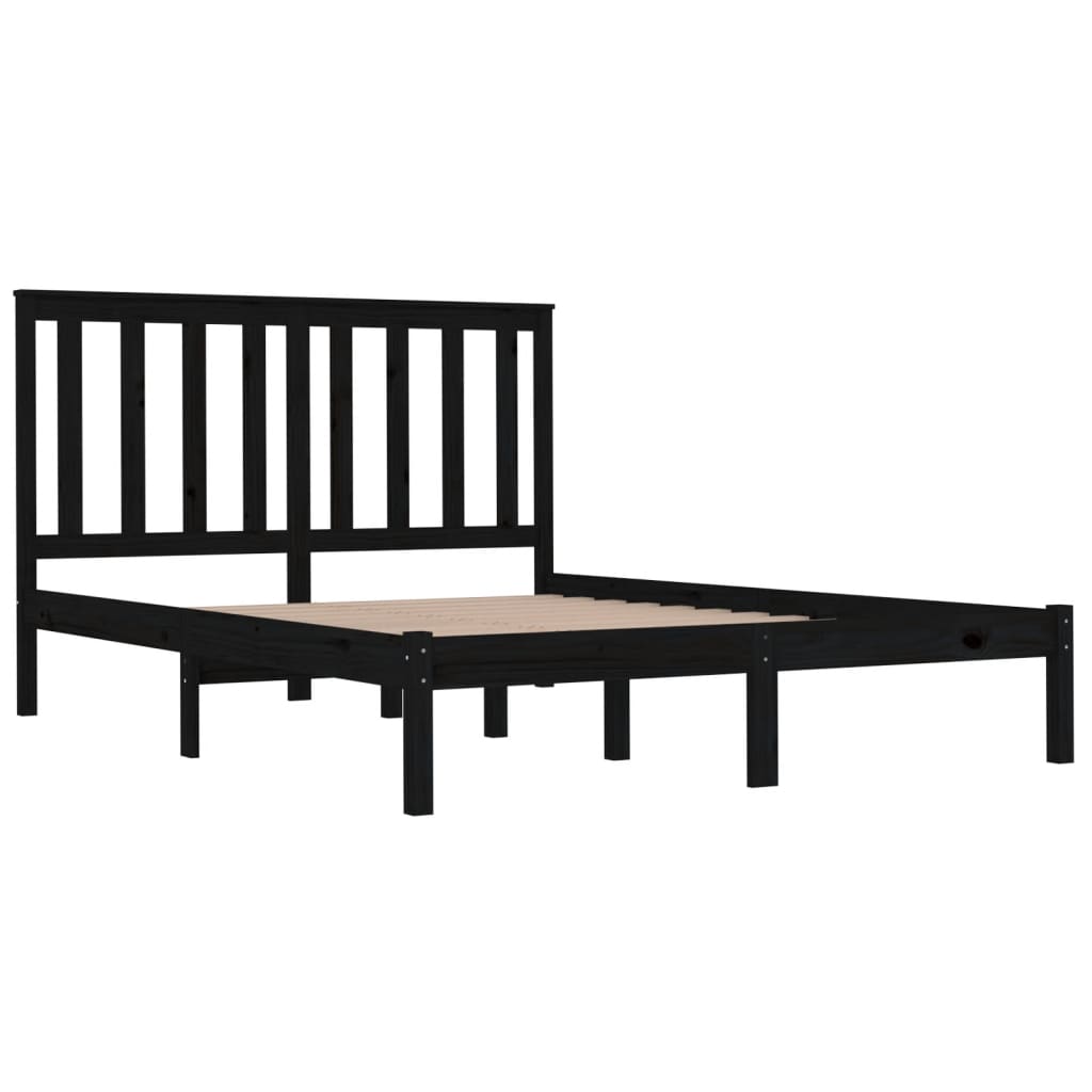 Okvir za krevet od masivne borovine crni 140 x 190 cm