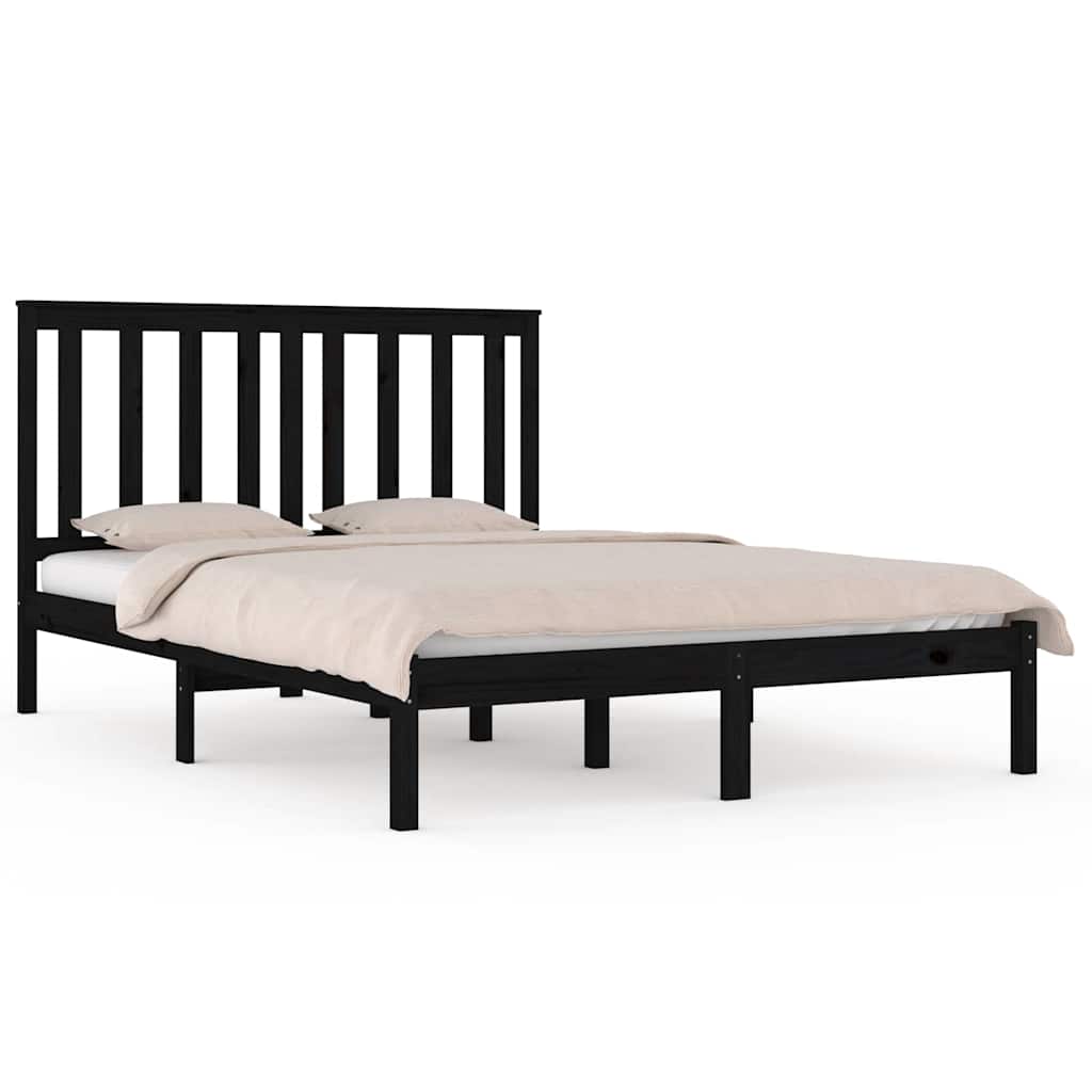 Okvir za krevet od masivne borovine crni 200 x 200 cm