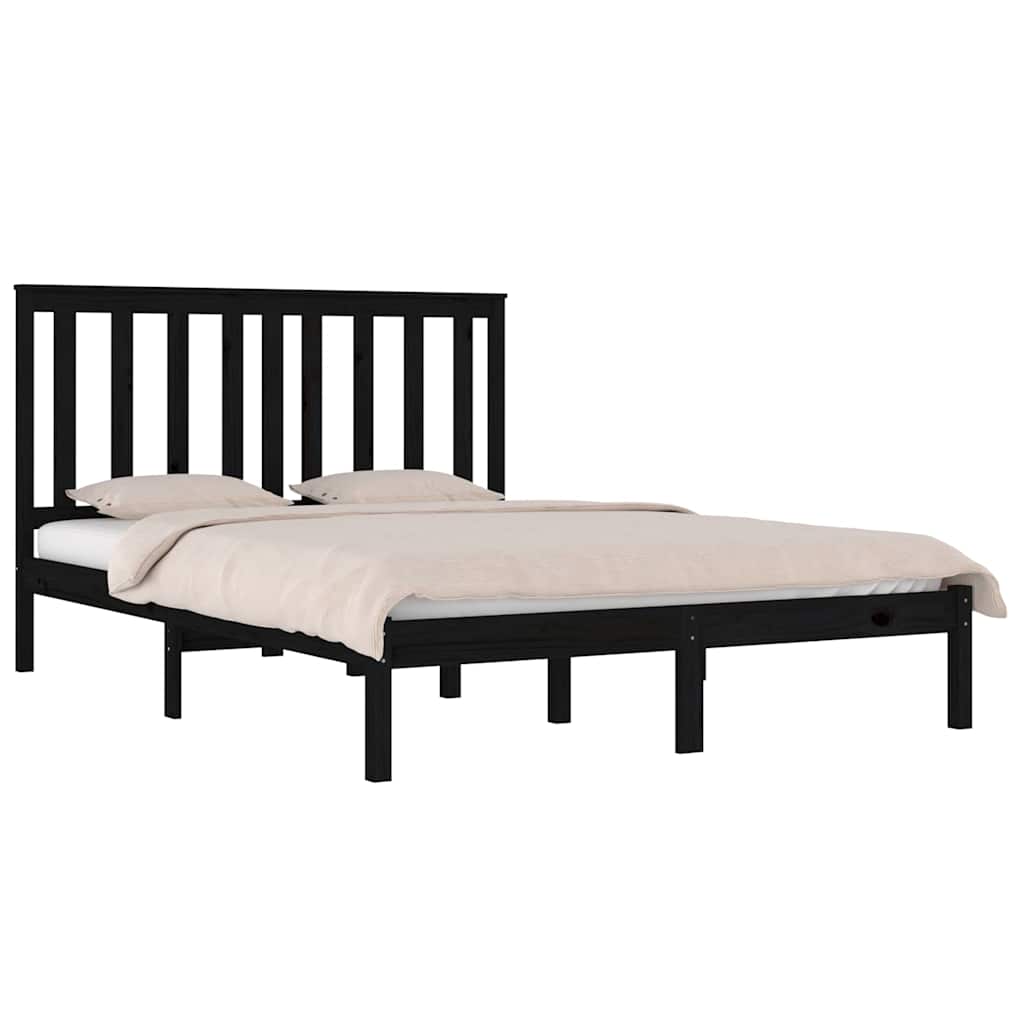 Okvir za krevet od masivne borovine crni 200 x 200 cm