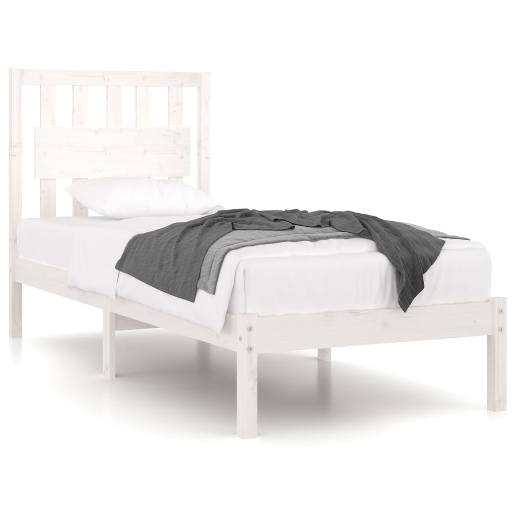 Okvir za krevet od masivne borovine bijeli 90 x 190 cm mali