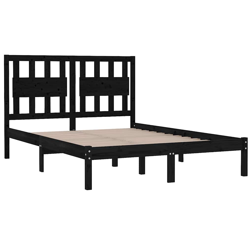 Okvir za krevet od masivne borovine crni 140 x 190 cm