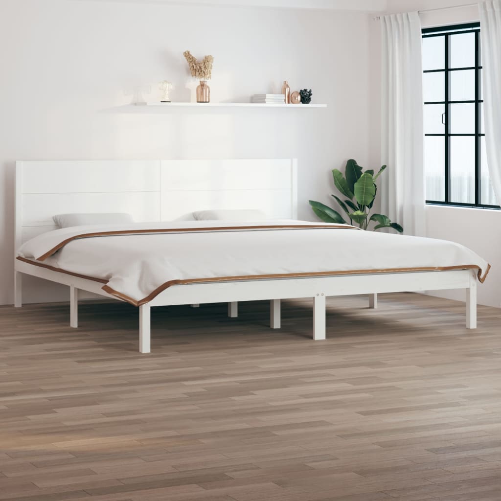 Okvir kreveta bez madraca bijeli 200x200 cm od masivne borovine