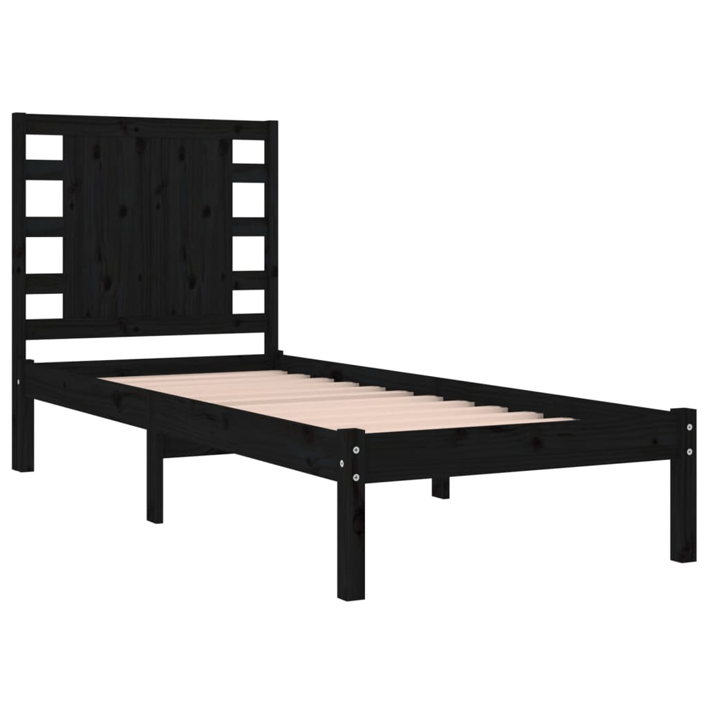Okvir za krevet od masivne borovine crni 100 x 200 cm